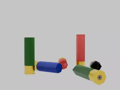 low-poly 12 gauge shotgun shells Low-poly 3D model