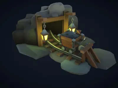 Stylized Poly Mine Low-poly 3D model