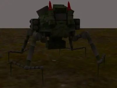 military robot spider killer Low-poly 3D model