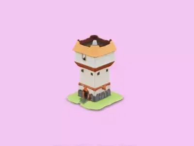 SCULPTED CUTE MEDIEVAL CASTLE TOWER 3D model