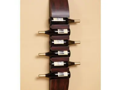 Wall Mounted Wine Bottle Rack in Cherry Wood Free 3D model