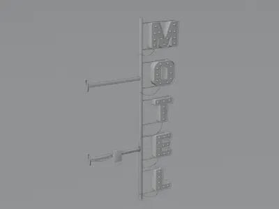 Retro Motel Sign with 4K Textures Low-poly 3D model
