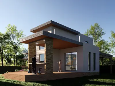 villa realistic house Low-poly 3D model