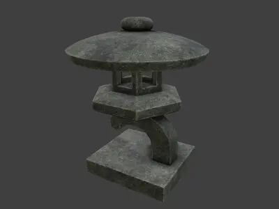 Japanese Stone Lantern 4 Low-poly 3D model