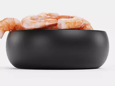 Shrimps in Bowl - Realistic Seafood Serving Scene 3D model