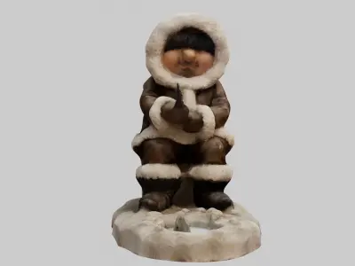 Ice Fishing Eskimo Figure Low-poly 3D model