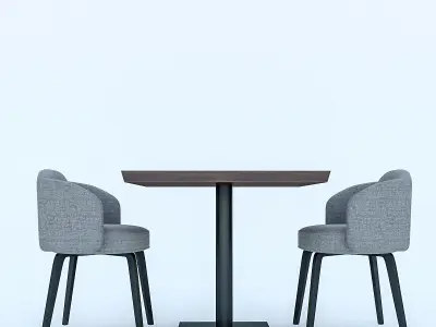 Cafe Table And Chairs Low-poly 3D model