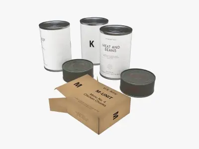 US K-rations set WWII Low-poly 3D model