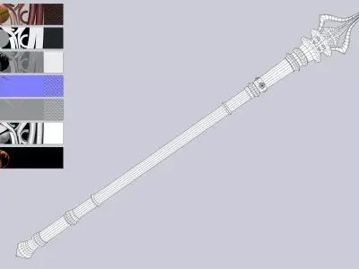 Blood moon scepter Low-poly 3D model