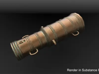 Medieval stone cannon supergun Faule Mette Low-poly 3D model