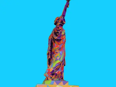 Low Polygon Pop Art Style Liberty Statue Monument Low-poly 3D model