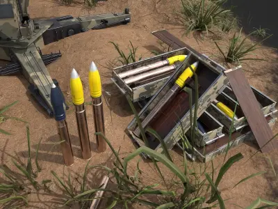 Flak 88 mm anti air craft and anti Tank with ammo Low-poly 3D model