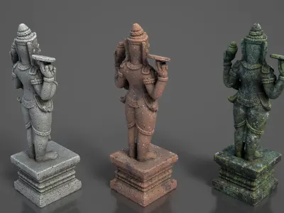 Ancient Khmer Statue18-250523 Low-poly 3D model