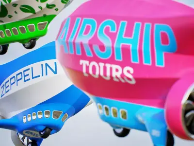 Stylized Dirigible Toy Low-poly 3D model