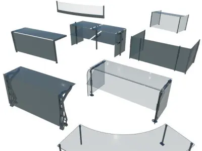 8 Sneeze Guards for a Restaurant 3D model