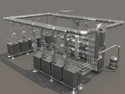 Industrial boiler room 3D model
