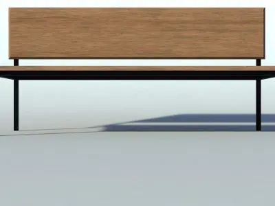 Bench wooden Low-poly 3D model 5
