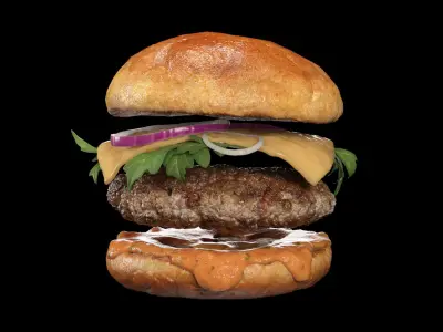 Burger with arugula 3D model