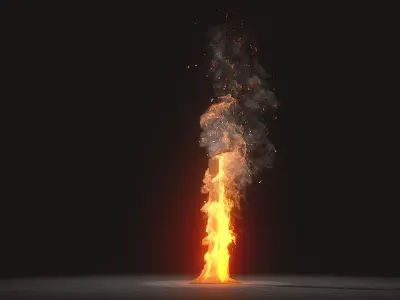 10 Animated Fire VDB Models 3D model