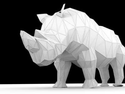 low poly rhino - polygonal Free 3D model