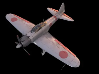 Mitsubishi A6M Zero Aircraft airplane fighter Low-poly 3D model