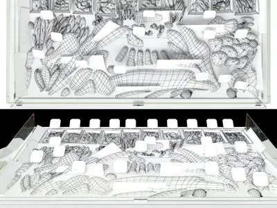 Showcase with seafood 3D model