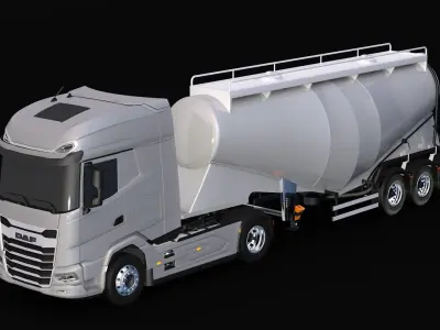 2021 DAF XG 480 Cement Trailer Low-poly 3D model