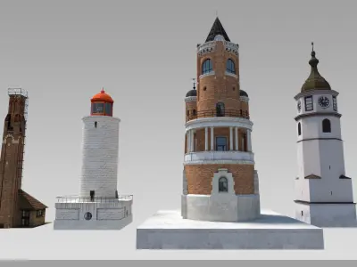 Small Towers Pack Low-poly 3D model