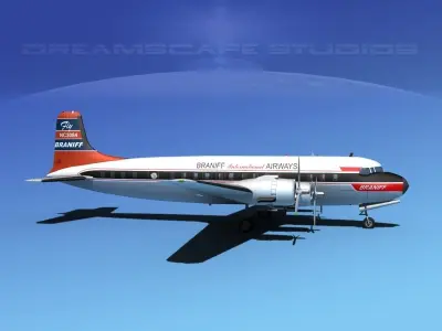 Douglas DC-7B Braniff Intl 3D model