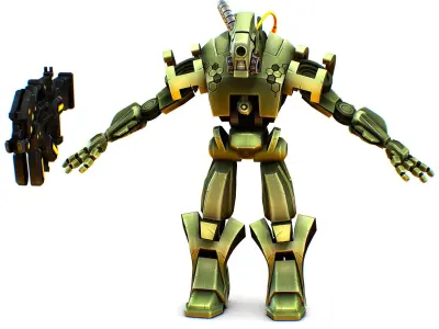 Military Drone with a Rifle Low-poly 3D model