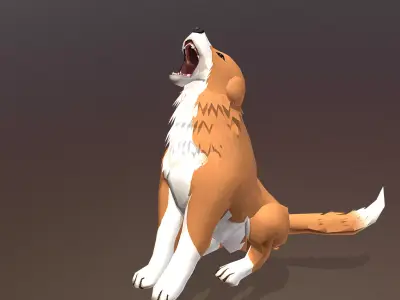 Retriever Dog Sitting Idle Cycle Orange Dog 3D model