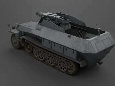SdKfz 251-9 Stummel Infantry Support Vehicle Low-poly 3D model