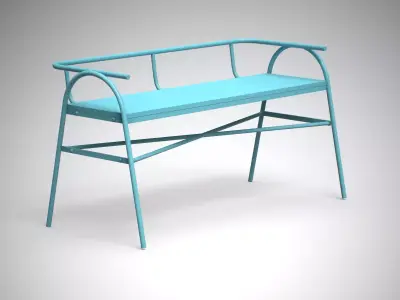Orpha Metal Settee blue finish Low-poly 3D model