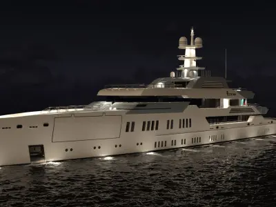 Elysian Superyacht Night Scene 3D model