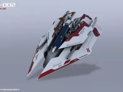 Scifi Hovercraft Low-poly 3D model