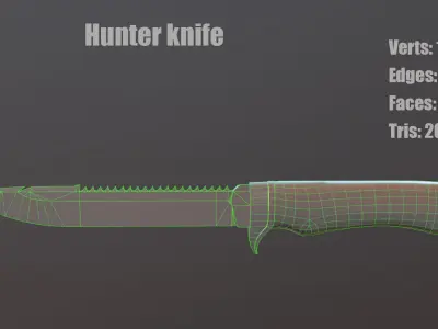 Hunter knife Low-poly 3D model Low-poly 3D model