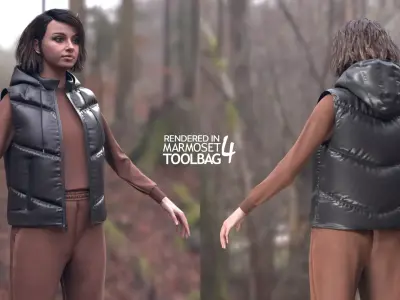 Woman in Autumn Outfit 7 Modular Rigged Free low-poly 3D model