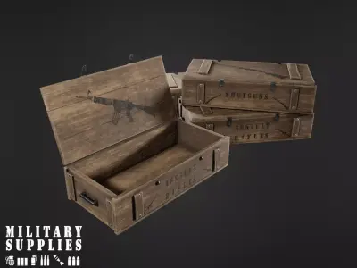 Military Supplies Pack - Large Gun Box Low-poly 3D model