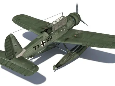 Airplane WW2 Arado Ar 196 Low-poly 3D model