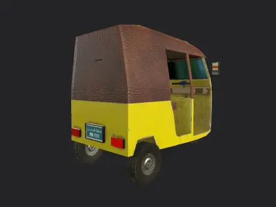 Pakistani auto Rickshaw Green 3D model Free low-poly 3D model