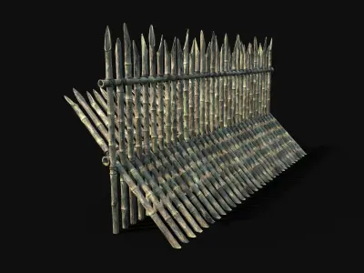 BAMBOO PALISADE FENCE WALLS SURVIVAL FORT GUARD CONSTRUCTION AAA Low-poly 3D model