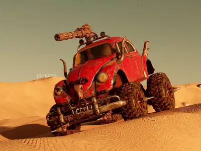 MAD MAX STLYE APOCALYPTIC CAR - HIGH POLY WITH PBR TEXTURES 3D model