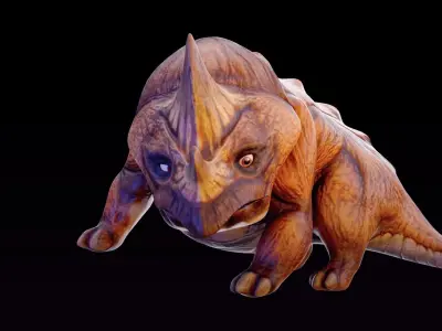 Triceratops Cartoon Rigged Monster Ride for Blender Free low-poly 3D model