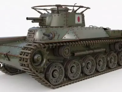 Tank Type 97 Chi Ha Green Japan Vray 3D model