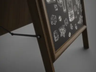 Chalkboard Restaurant Sign 3D model
