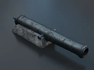 Medieval Fortress Cannon PBR 3D model