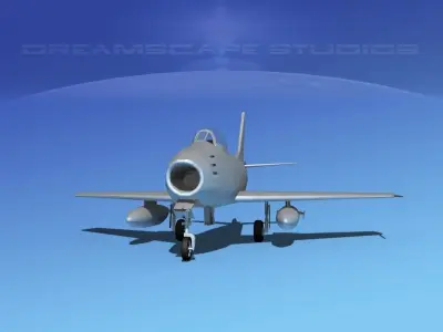 North American F-86 Sabre Jet Bare Metal 3D model