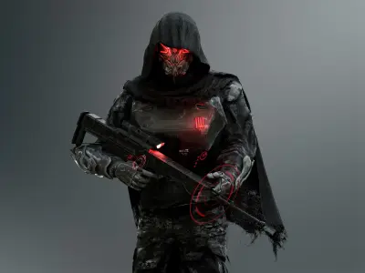 Sci Fi Sniper Soldier Low-poly 3D model