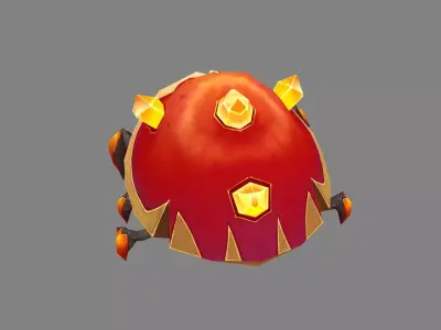 Cartoon yellow crystal beetle monster Low-poly 3D model