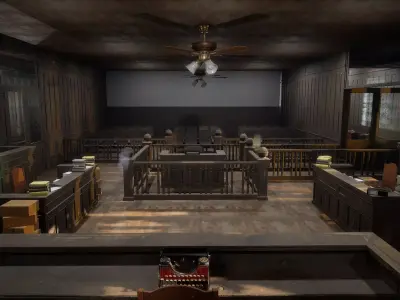 The Old Courtroom Detailed Justice Hall Interior Environment 3D model